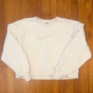 Nike off white Crewneck cropped Sweatshirt with Textured Swoosh